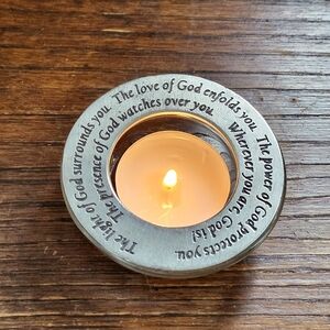 Christian, Faith, Love, etc God, Catholic Candle Holder, Tealight.  Very Pretty!